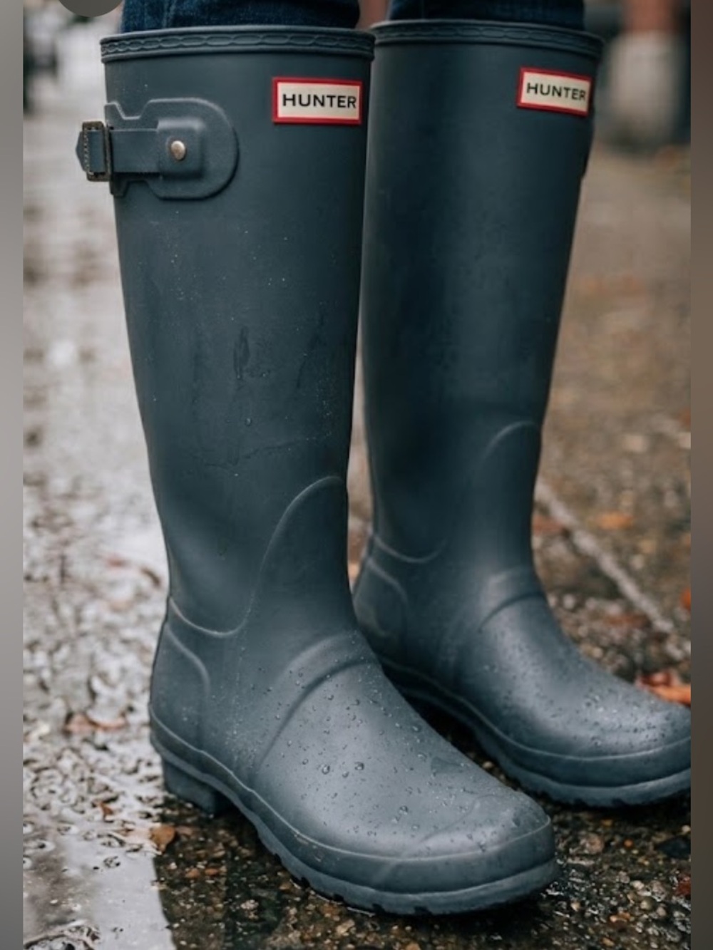 Hunter Original Tall Waterproof Rain Boots - Slate / Dark Grey (Size US 10)